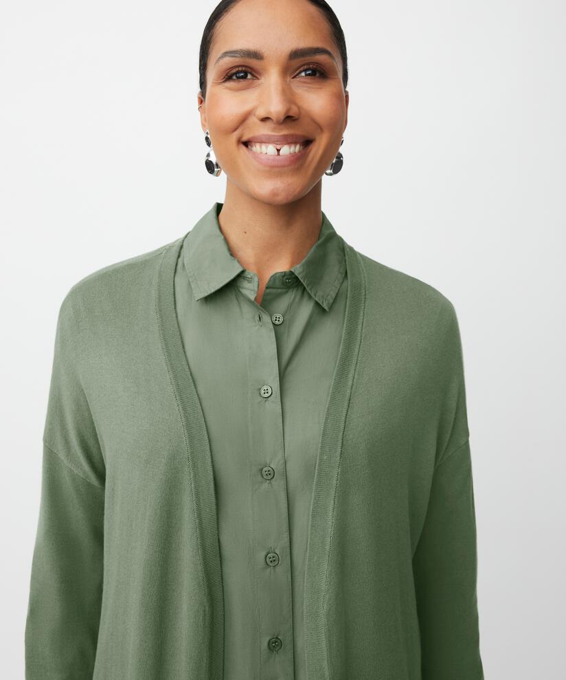 Cardigan En Fine Maille Coupe Droite, Duck Green