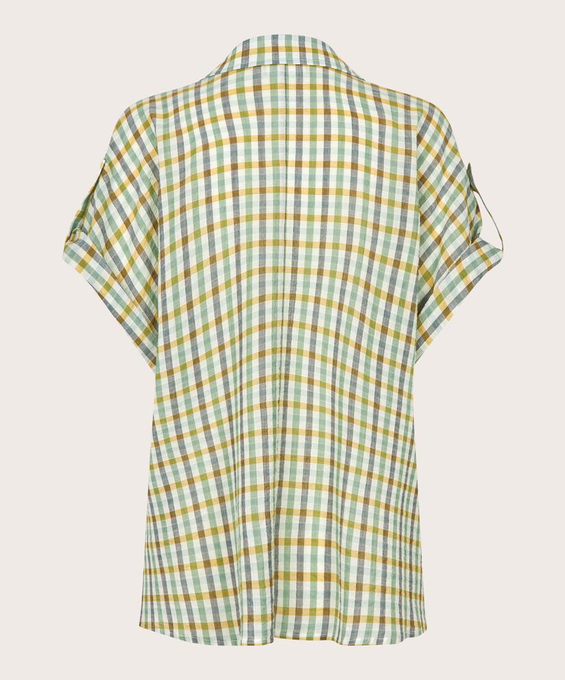 Blouse en coton à carreaux effet cache-cœur, D. Grass Green