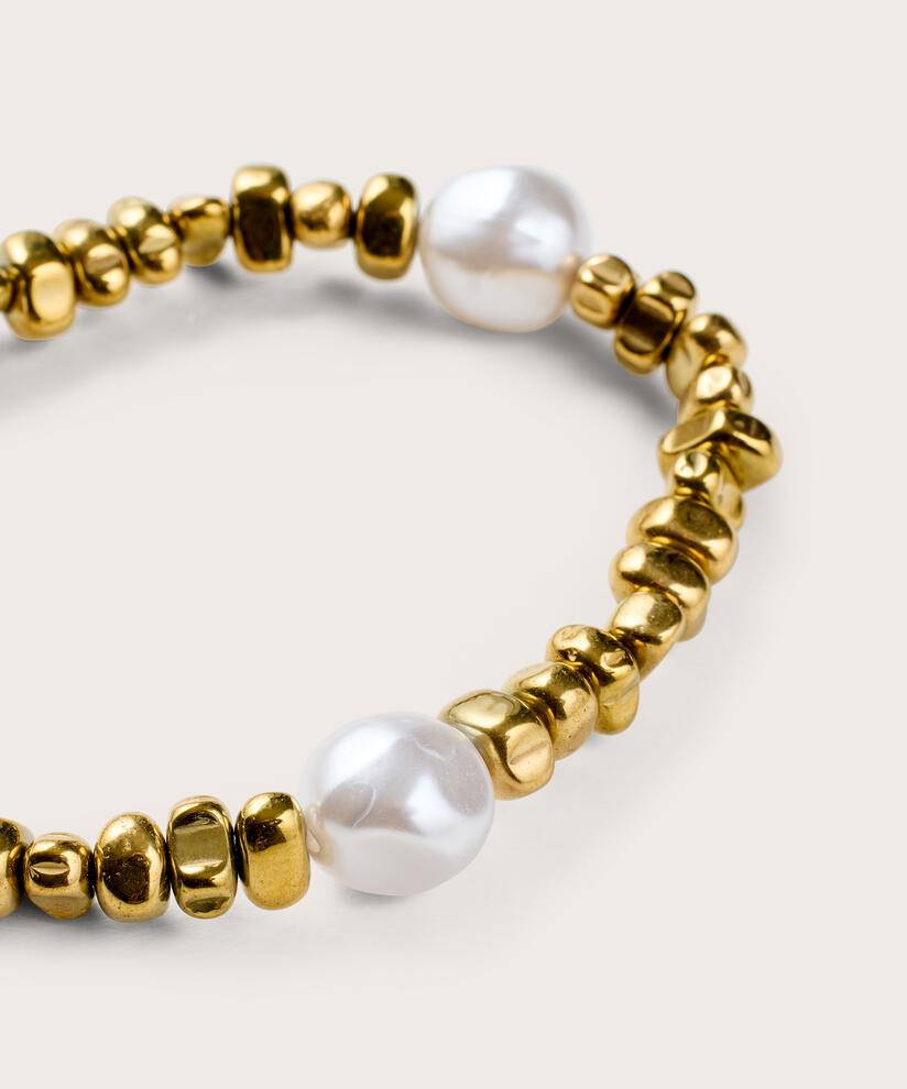 bracelet élastique avec perles dorées, Gold