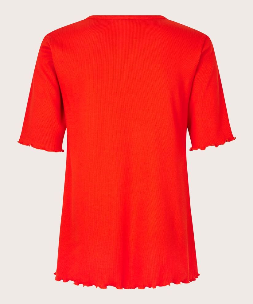 t-shirt en coton côtelé avec bord ondulé, Orange com