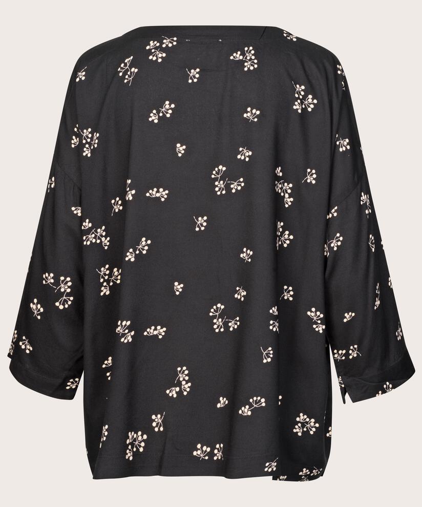 blouse en viscose imprimé à manches 3/4, Black