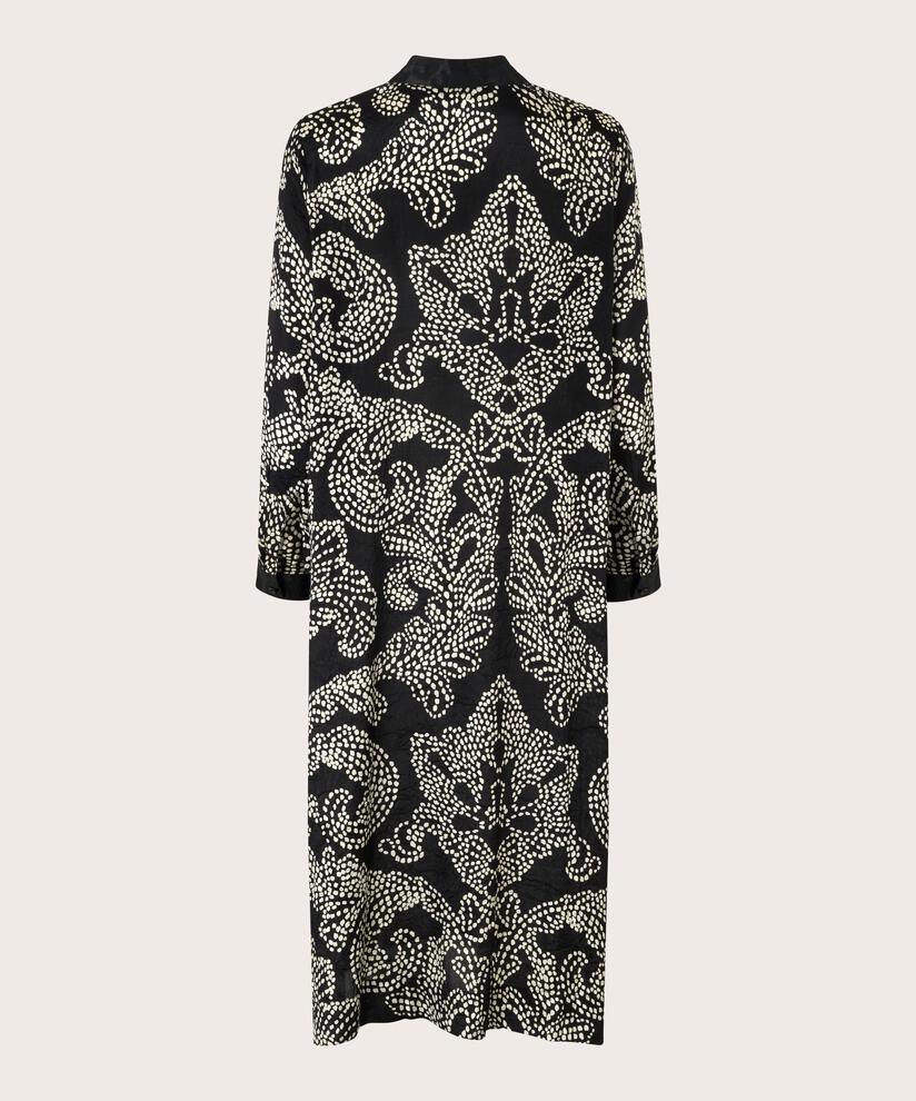 robe en viscose avec détails en satin, Black