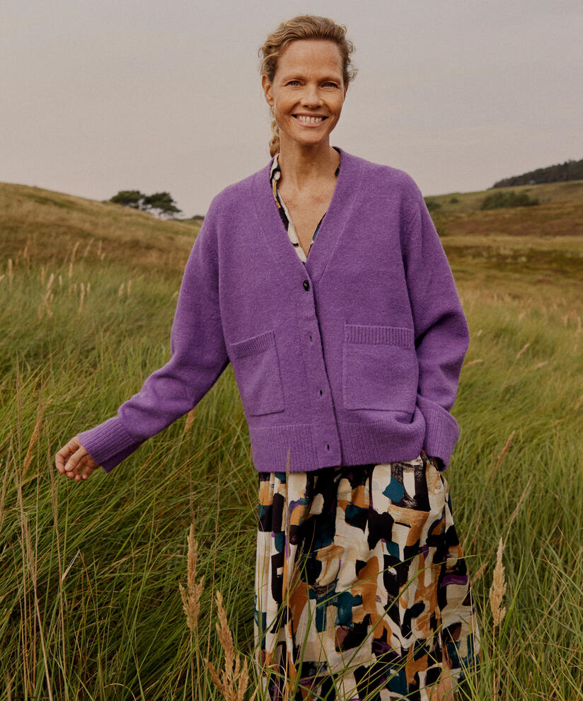 cardigan classique en mélange de laine, Meadow Violet