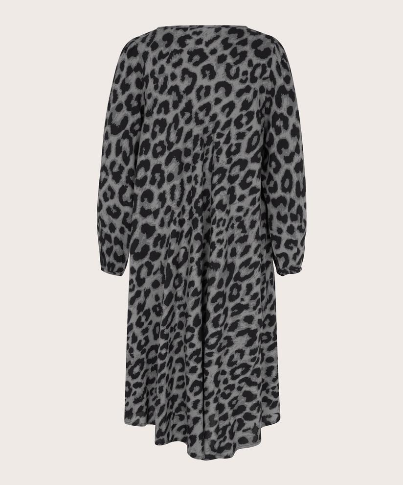 robe en viscose à imprimé léopard, Steel Grey