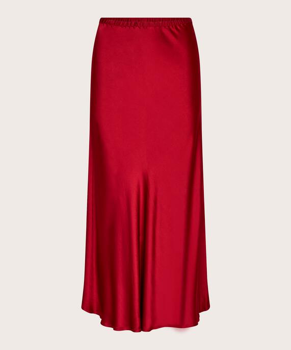 jupe en satin avec élastique étroit à la taille, Red Dahlia