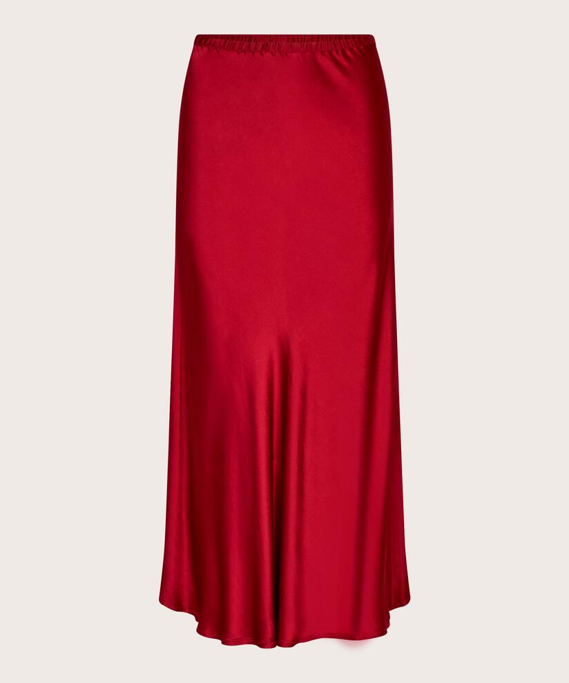 jupe en satin avec élastique étroit à la taille, Red Dahlia