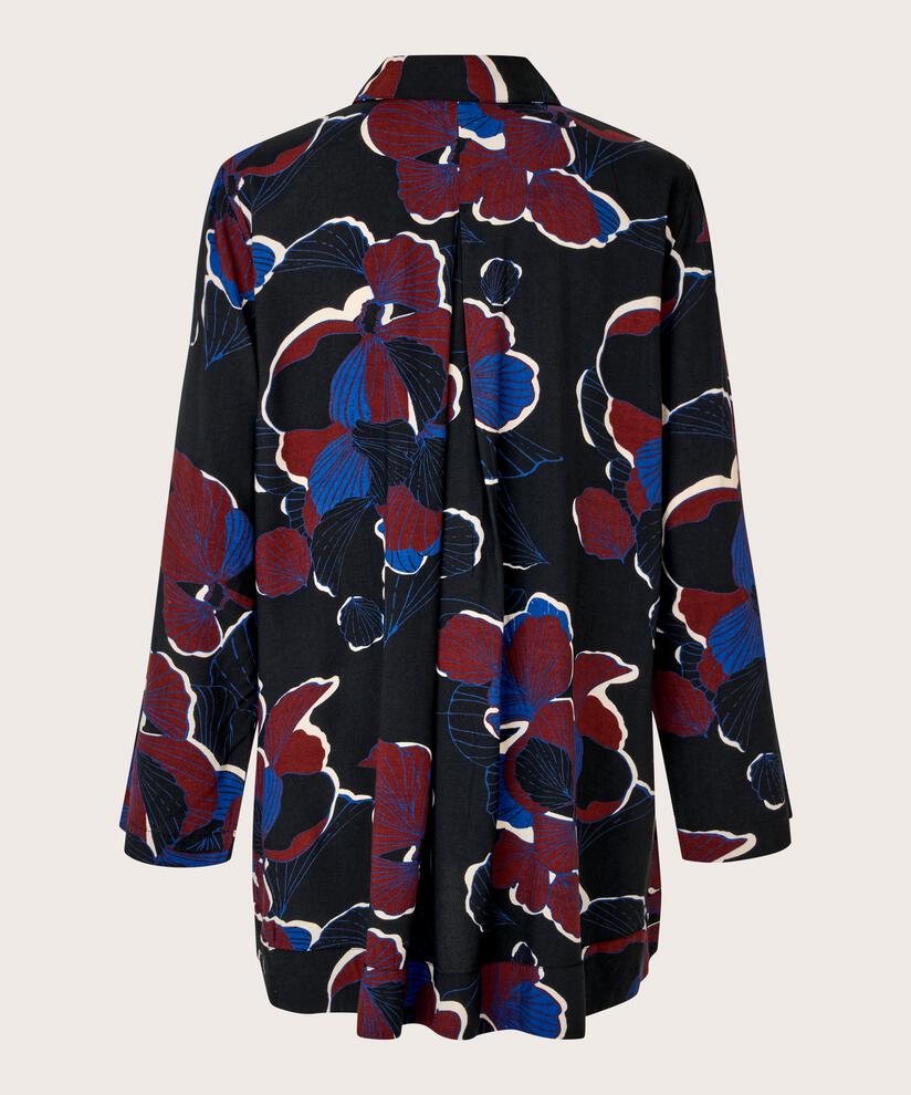 tunique en viscose fleurie avec détail boutonné au niveau du cou, Tawny Port