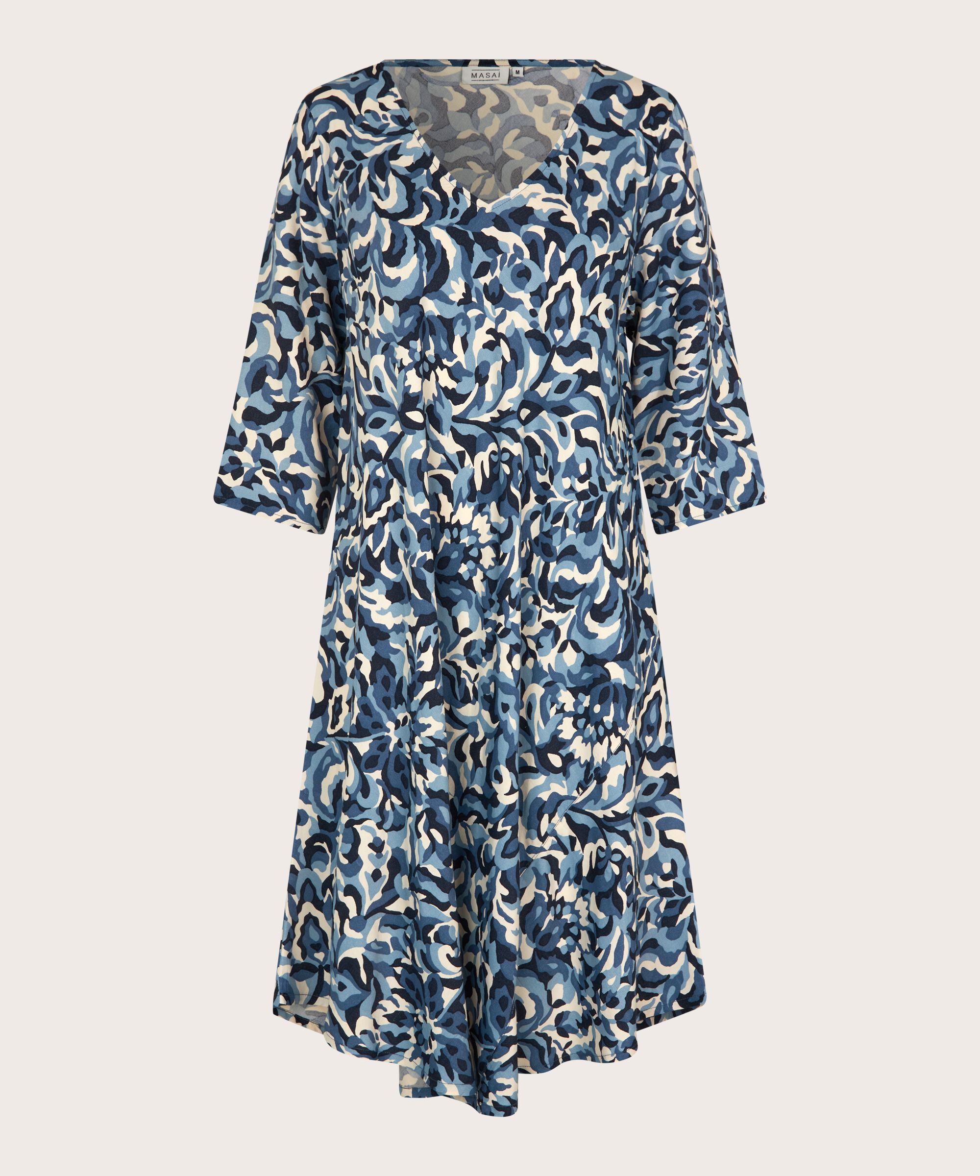 robe à motifs avec manches trois-quarts, Ashley Blue