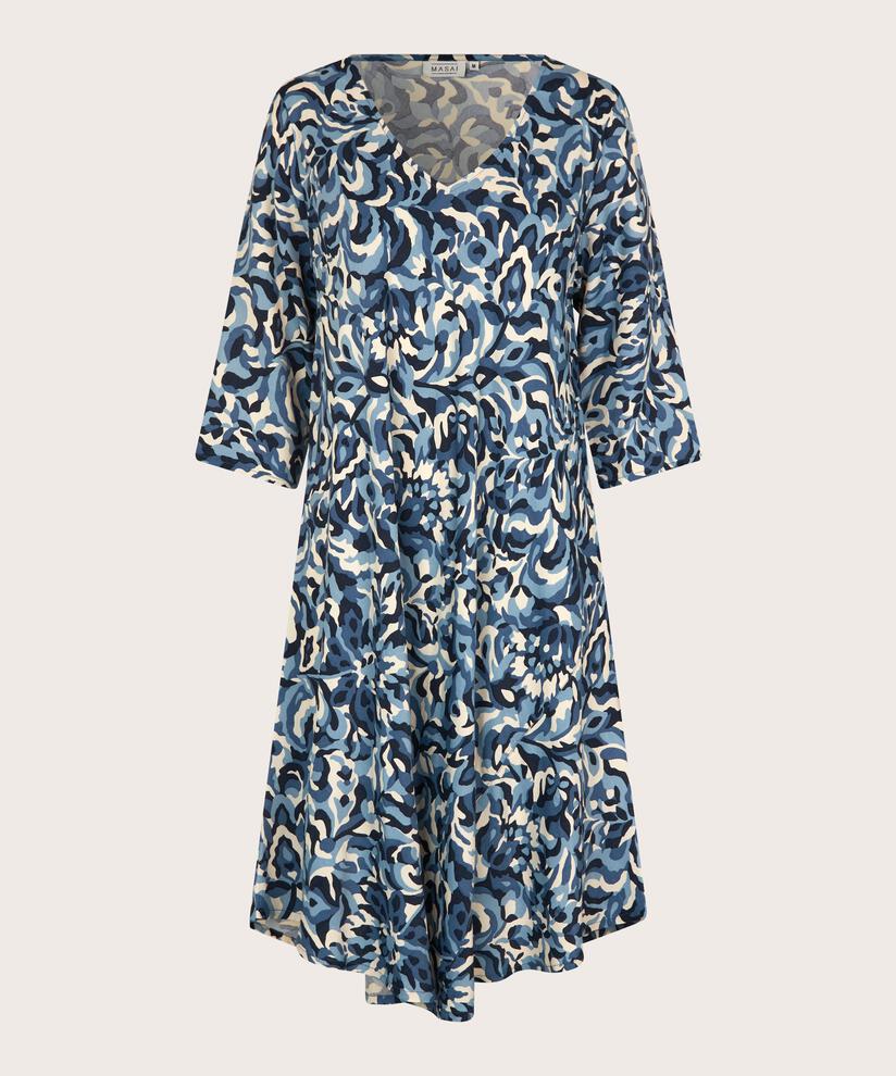 robe à motifs avec manches trois-quarts, Ashley Blue