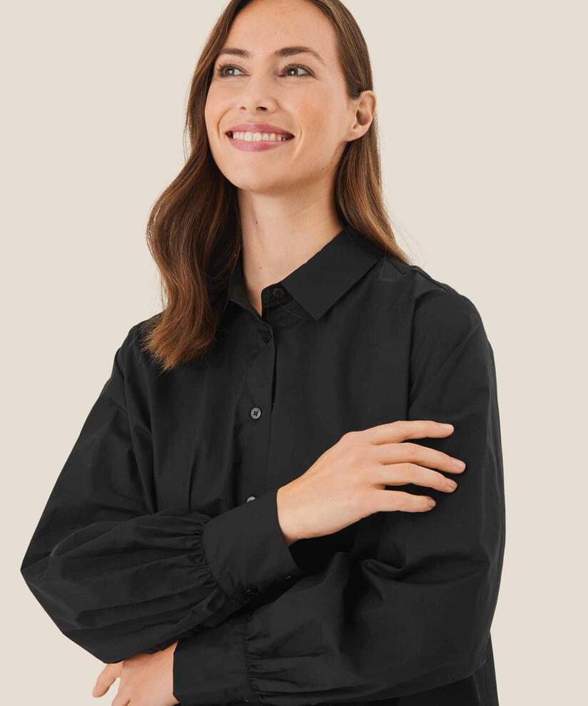 chemise boutonnée en coton, Black