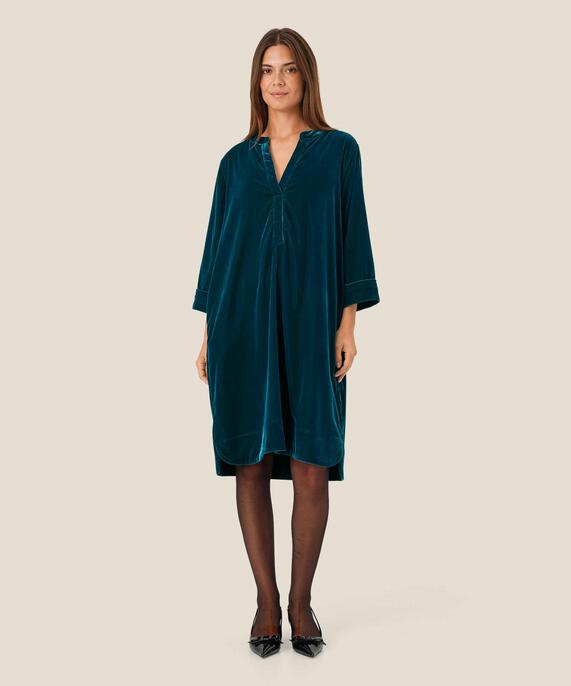 Robe En Velours À Col En V, Reflect Pond