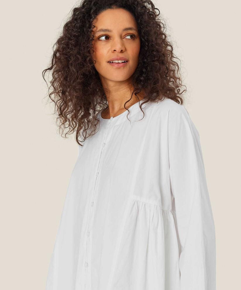 chemise en coton avec plis sur les côtés, White