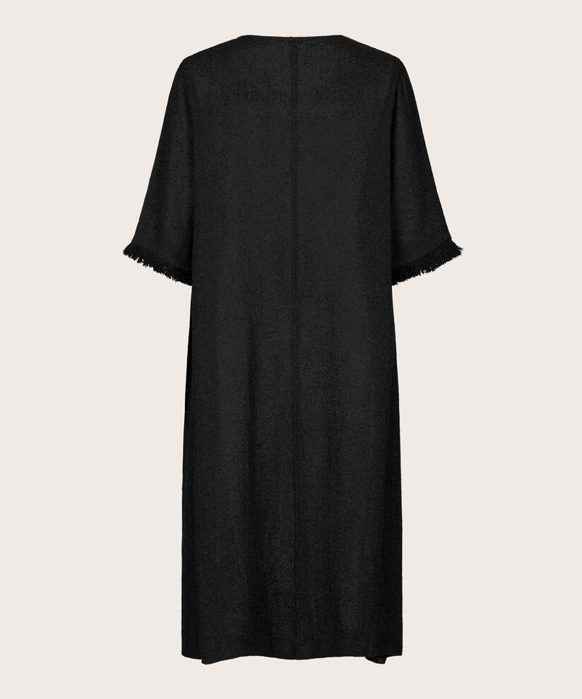 robe en boucle avec franges sur les manches, Black