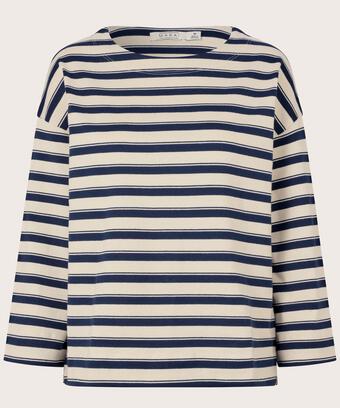 Top En Jersey Rayé À Col Rond, Navy Blazer