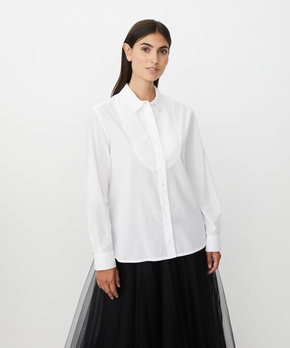 chemise classique en coton avec poignets, White