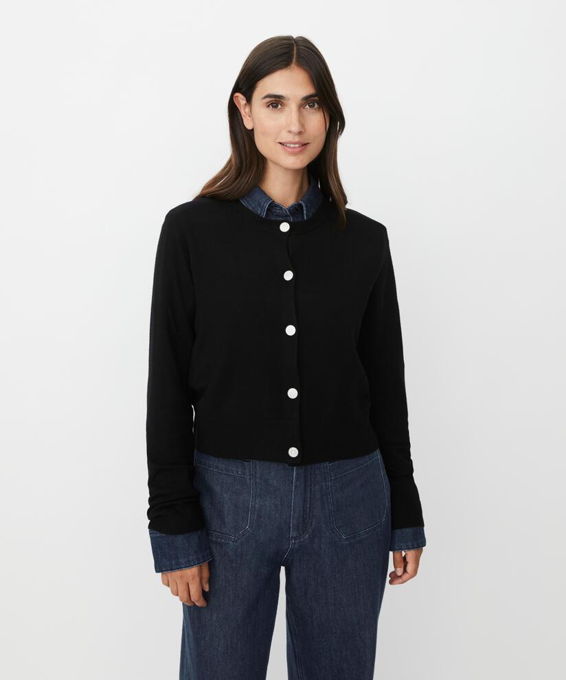 cardigan à manches longues avec boutons en strass, Black