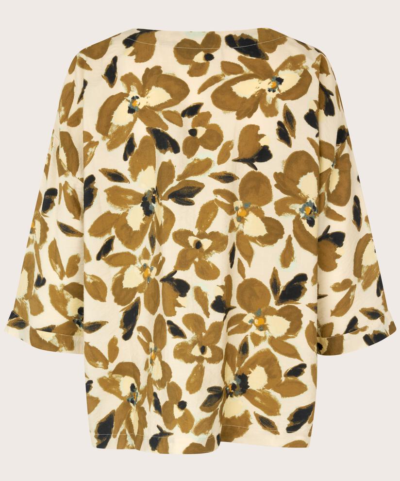 blouse en mélange de viscose à manches 3/4, Dull Gold