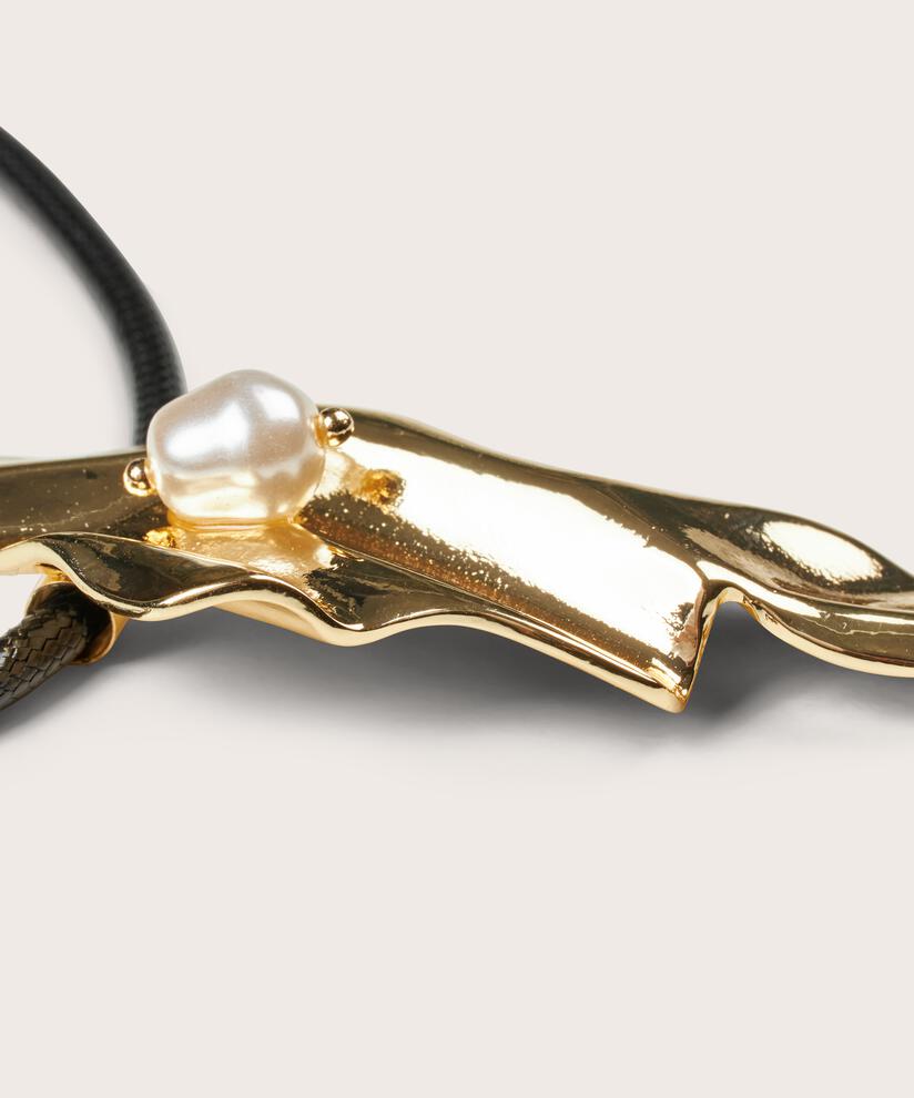 collier en simili cuir avec pendentif doré, Gold