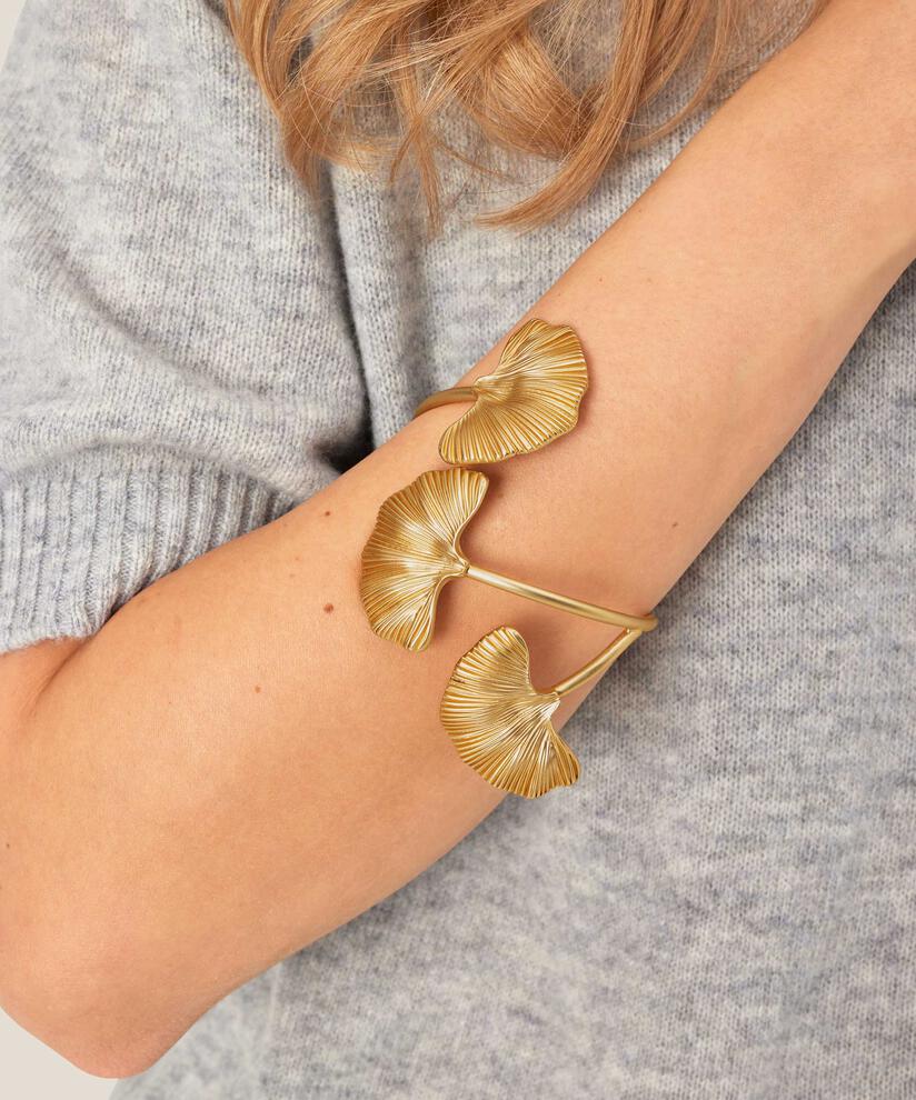bracelet plaqué or avec motif feuilles, Gold