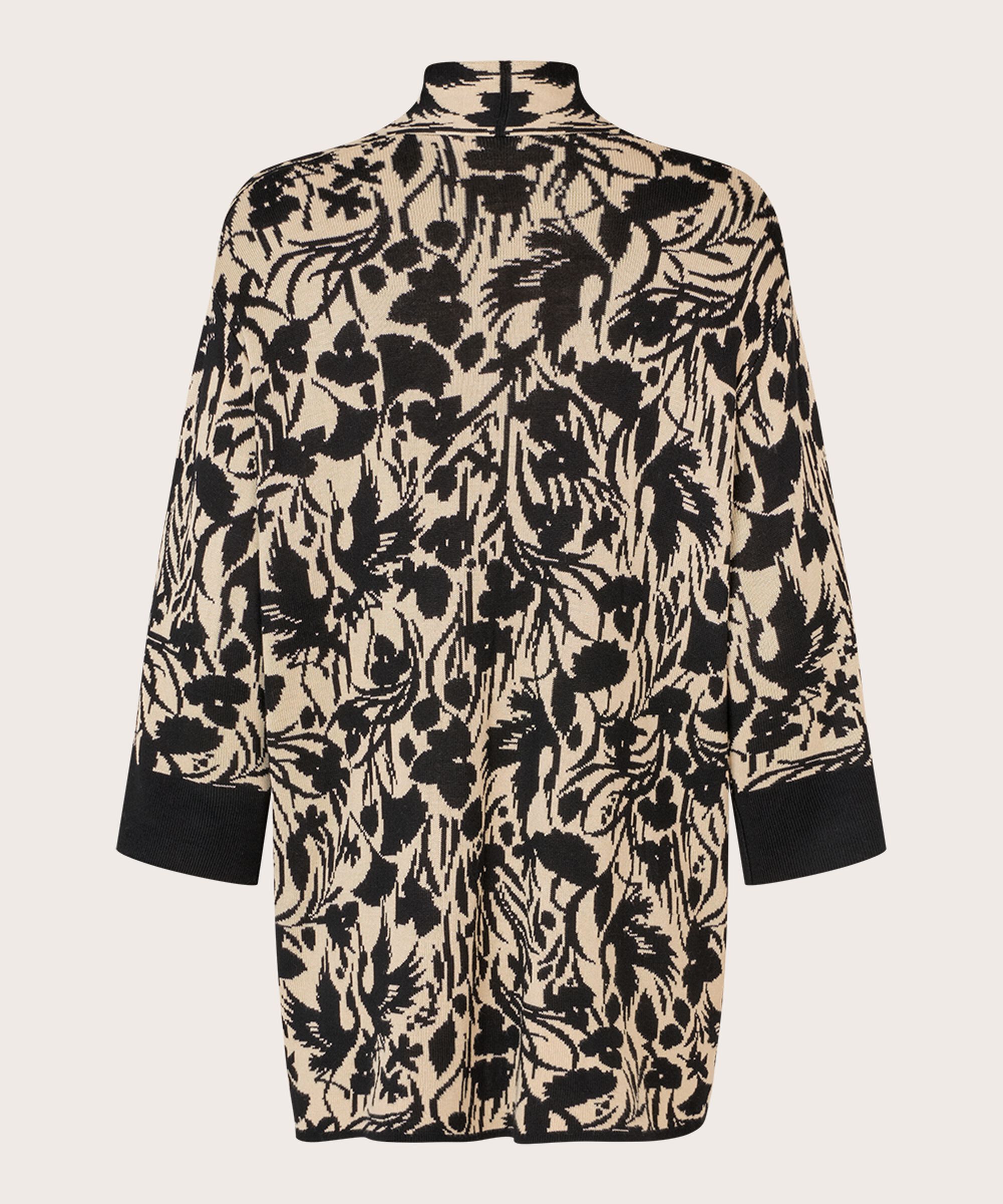 cardigan ouvert avec motif tricoté et bord contrasté, Black