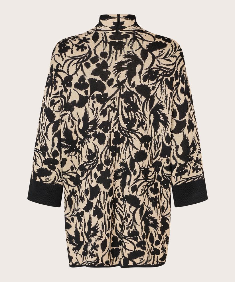 cardigan ouvert avec motif tricoté et bord contrasté, Black