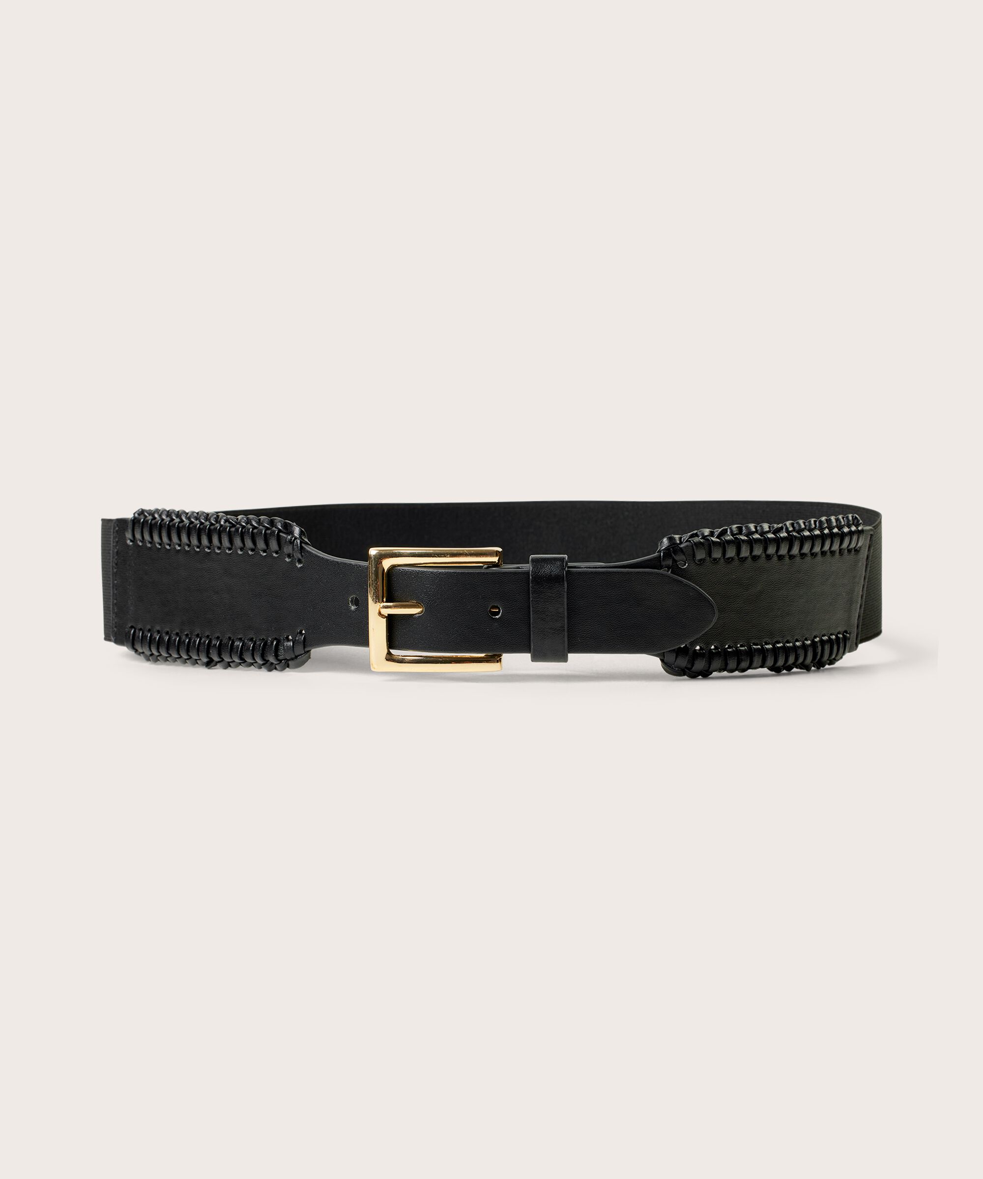 ceinture élastique avec boucle dorée, Black