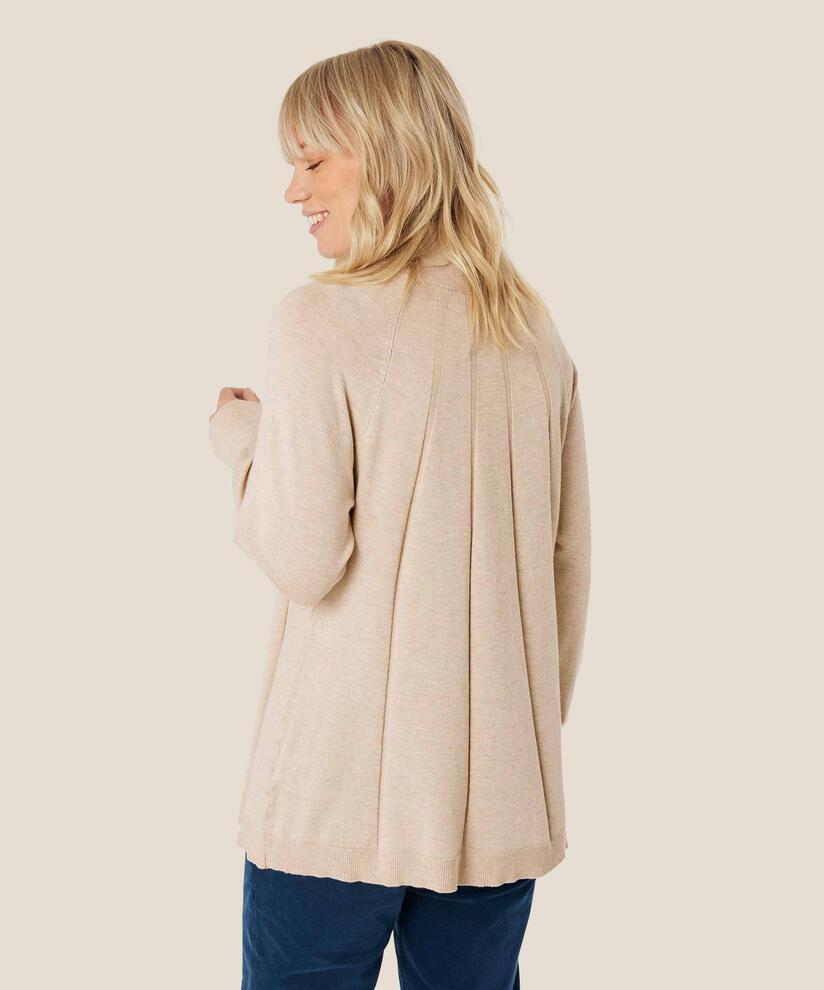 pull en maille fine avec plis et col, L beige mel