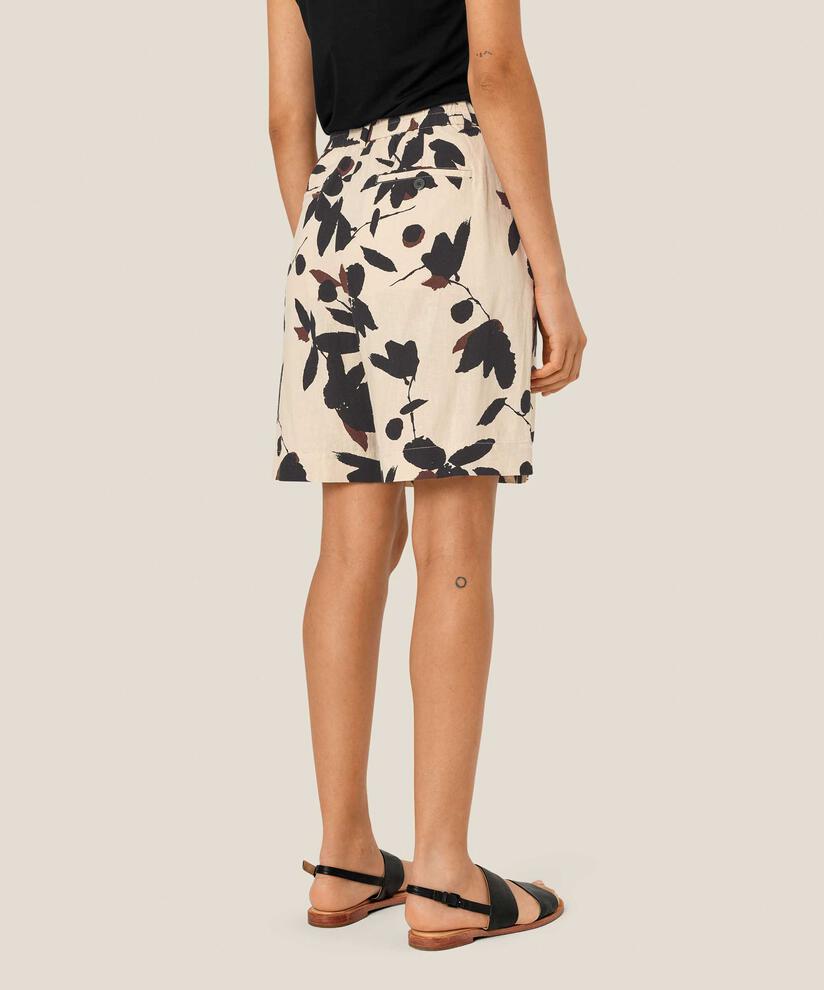 short en lin mélangé avec élastique au dos, Chestnut