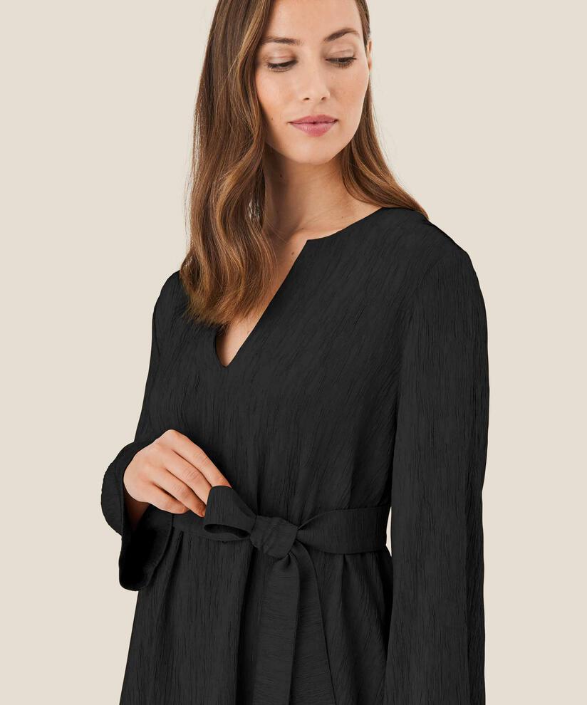 robe décolleté en v profond et liens, Black