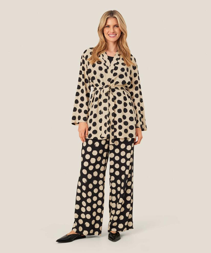 veste à pois avec lien à la taille, Fog