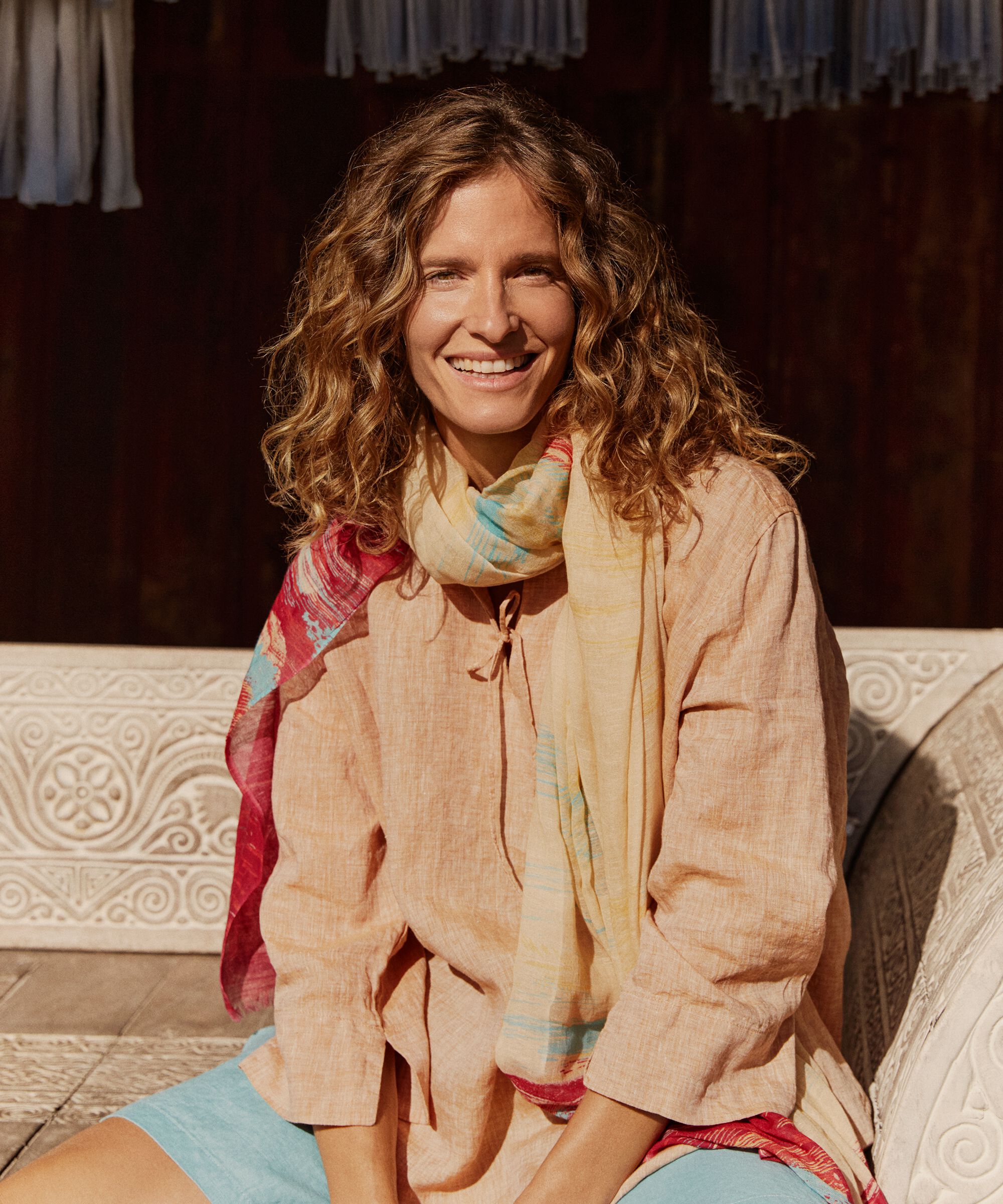 tunique en lin avec lien au cou, Cashew