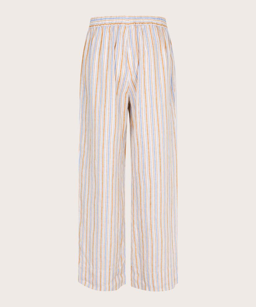 pantalon en lin rayé avec poches fendues et élastique au dos, Inca Gold