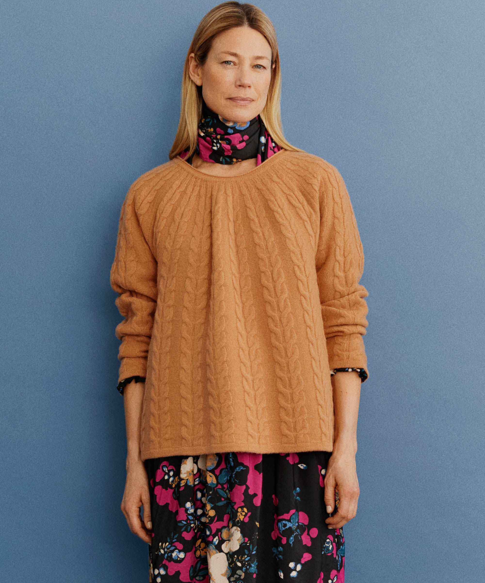 Pull torsadé en laine, Bisquit