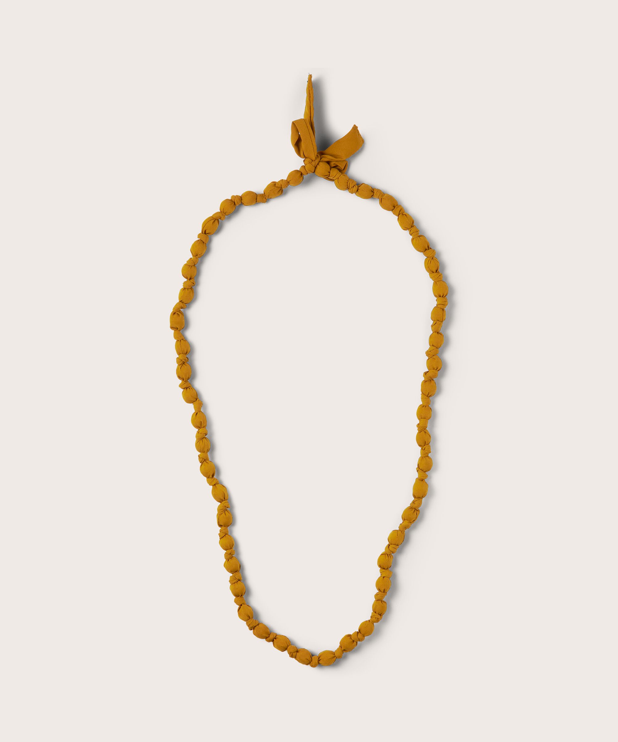 collier avec perles recouvertes de tissu, Cashew