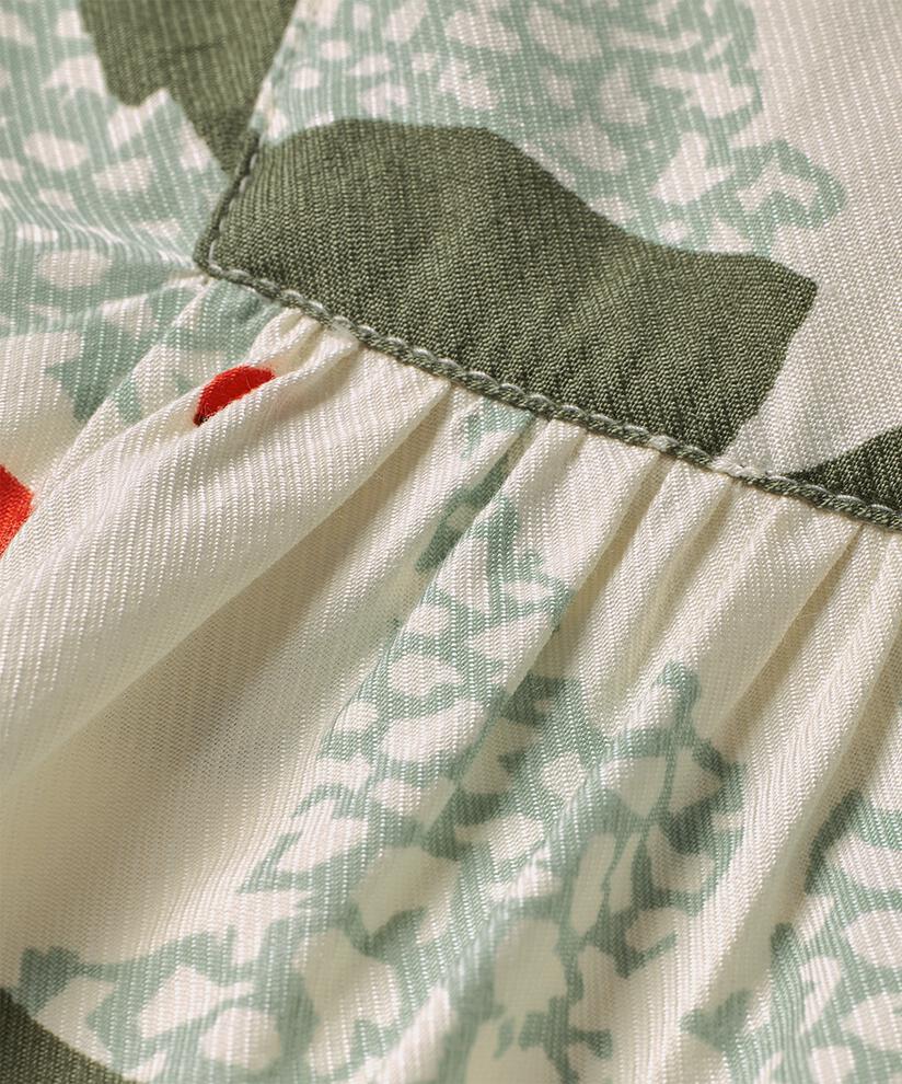 top en viscose à motif avec col en V et manches courtes, Frosty Green