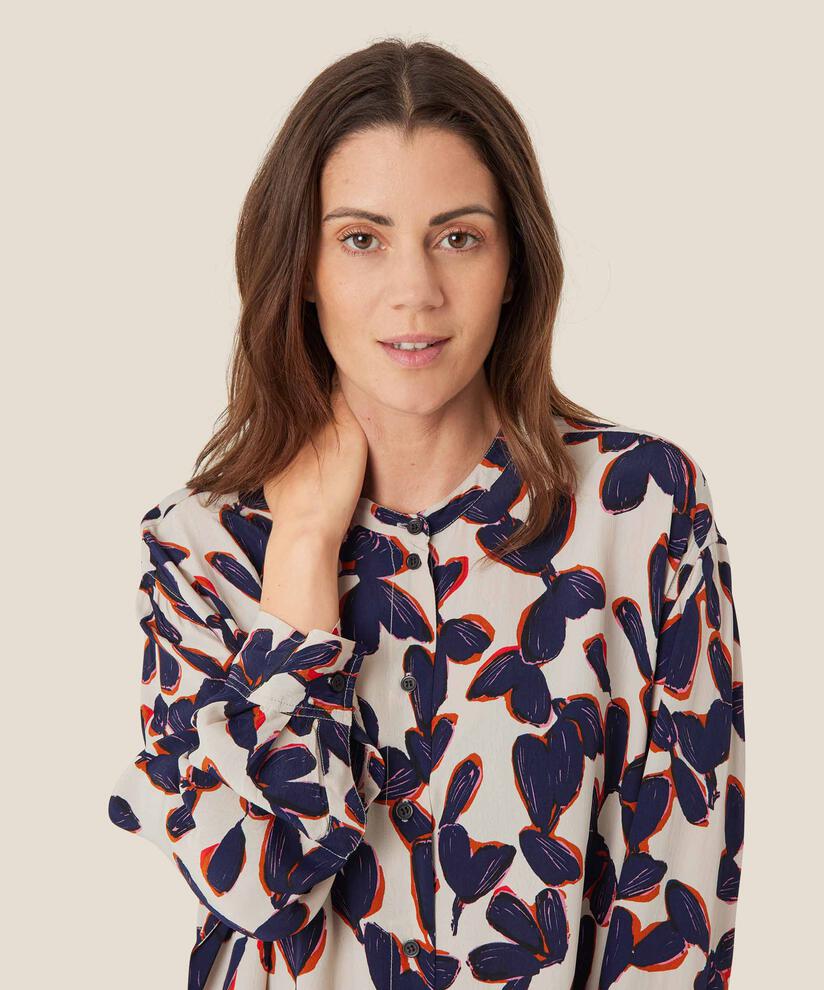 chemise en viscose à motif avec plis au dos, Umber