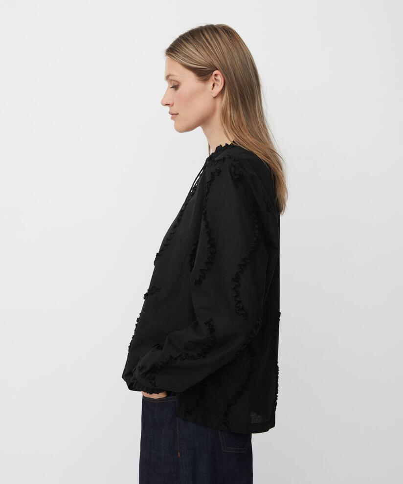 top en coton avec applications et liens, Black