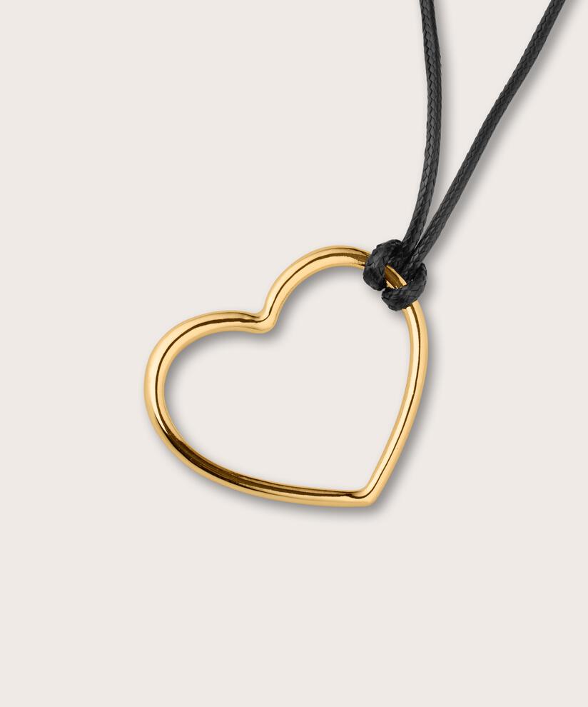 cordon en cuir avec coeur plaqué or, Gold