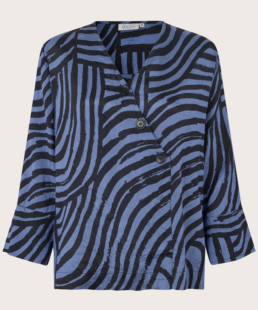 blouse en viscose à effet cache-cœur et boutons décoratifs, Bijou Blue