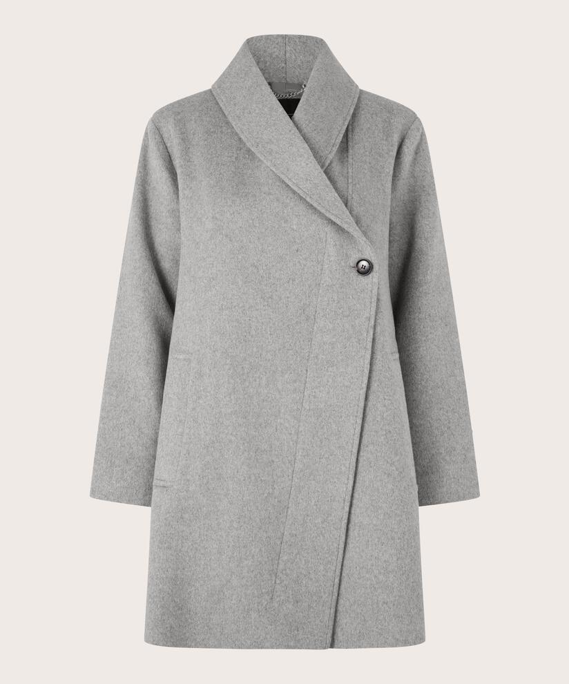 manteau en laine avec doublure thermique et fente dans le dos, M. Grey mel.