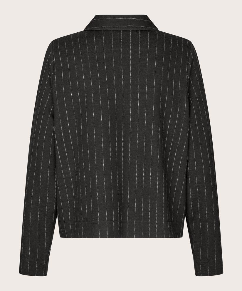 veste chemise à rayures en jersey, Black