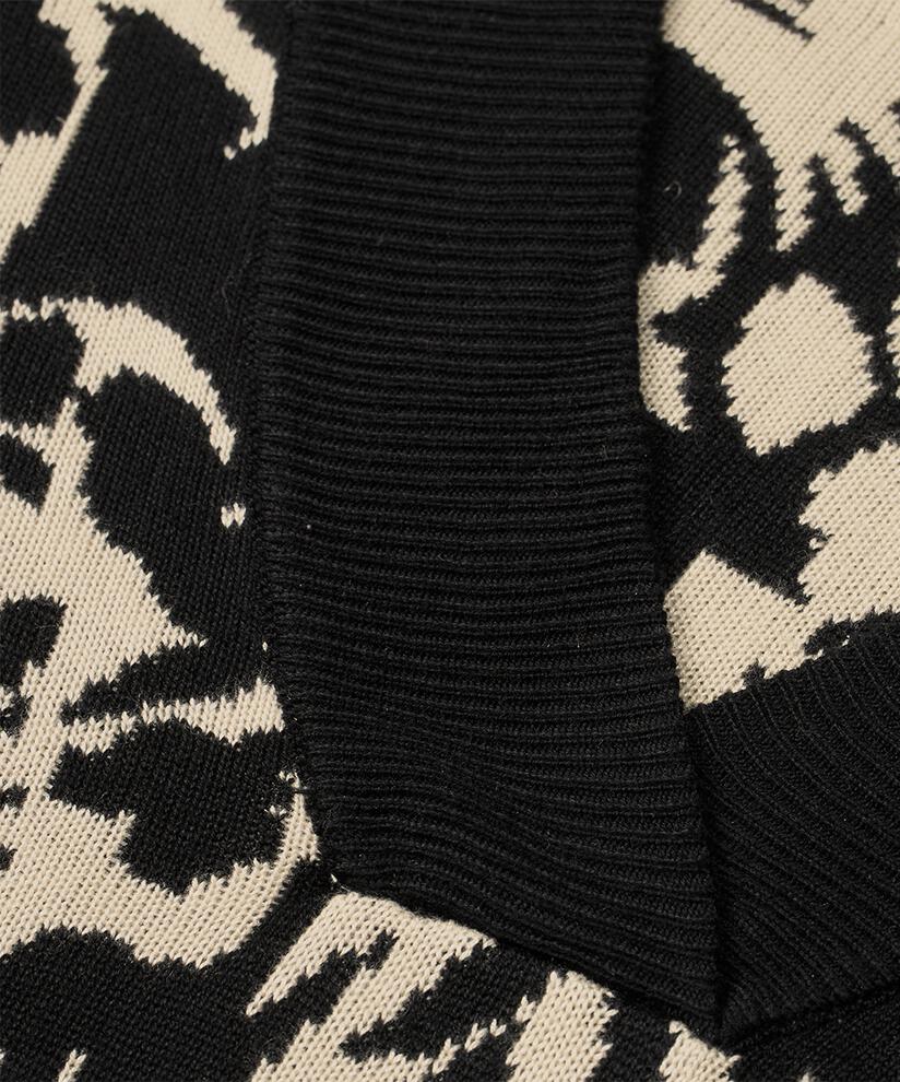 pull en maille fleurie avec encolure contrastée, Black