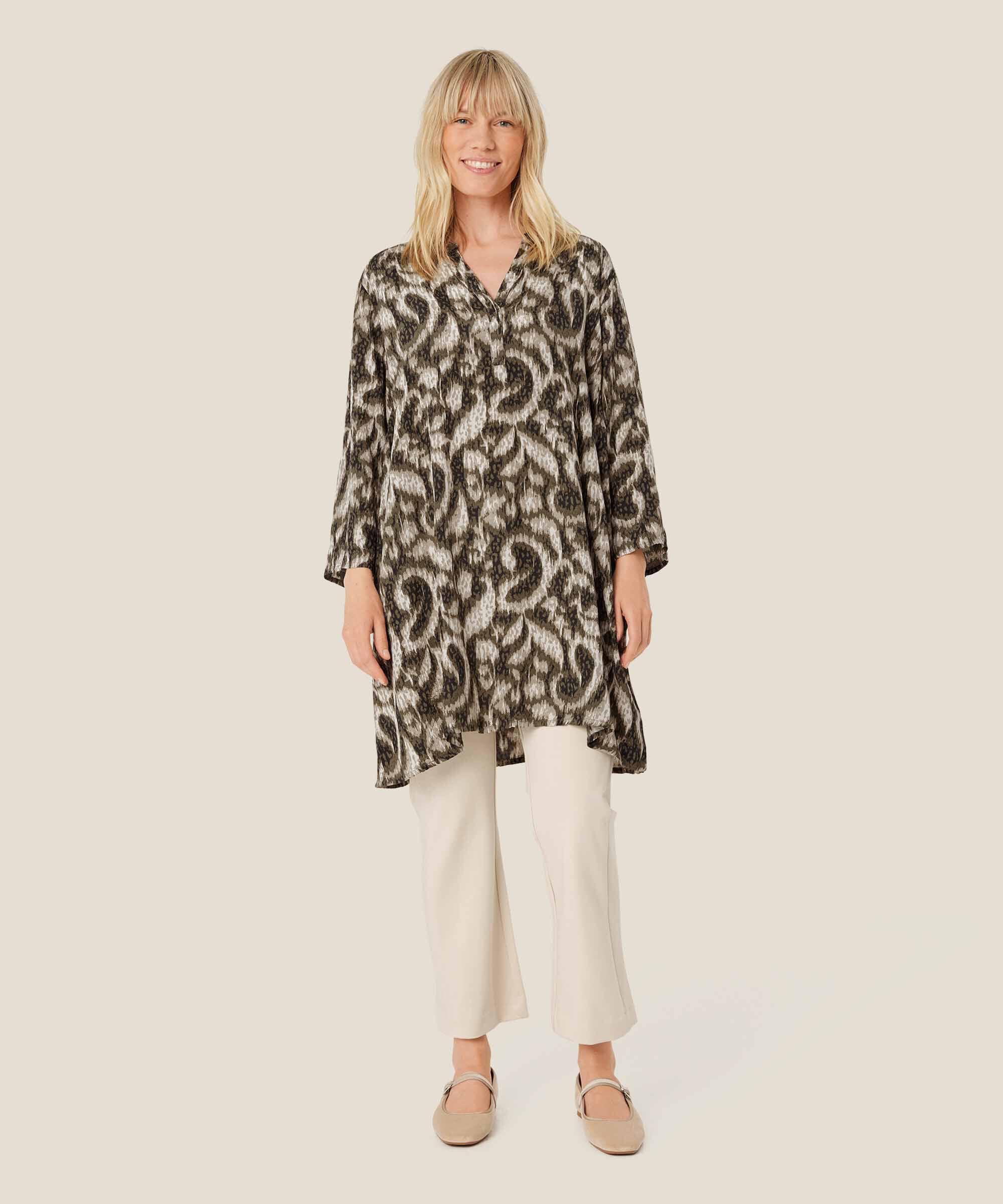 Tunique En Viscose Imprimée À Manches Trois-quarts, Sea Turtle