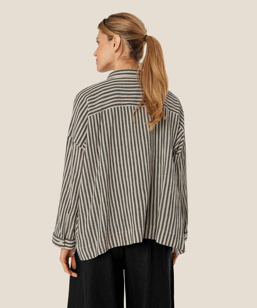 chemise rayée en mélange de coton, Black