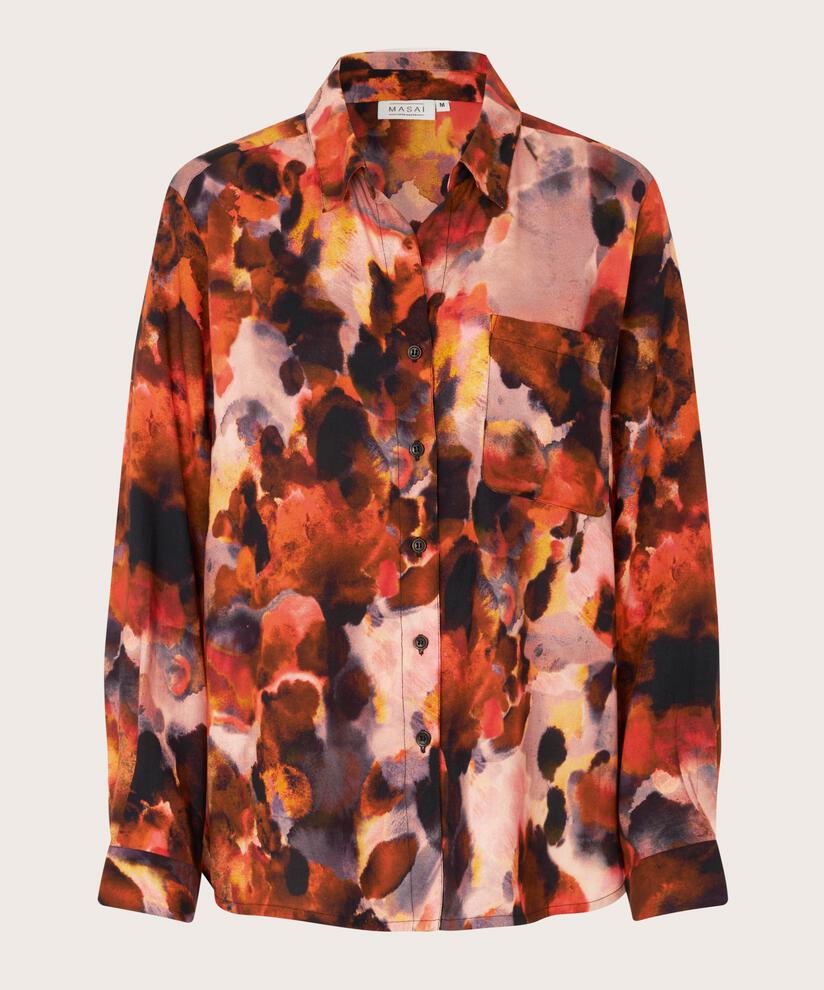 Chemise boutonnée en viscose, Spicy Orange