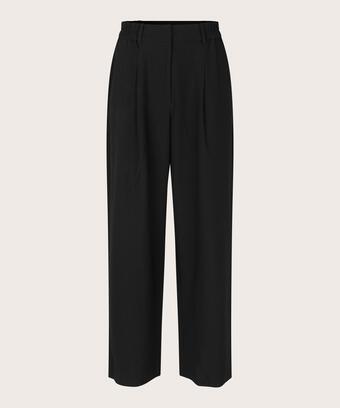 pantalon long classique à plis et plis pressants, Black