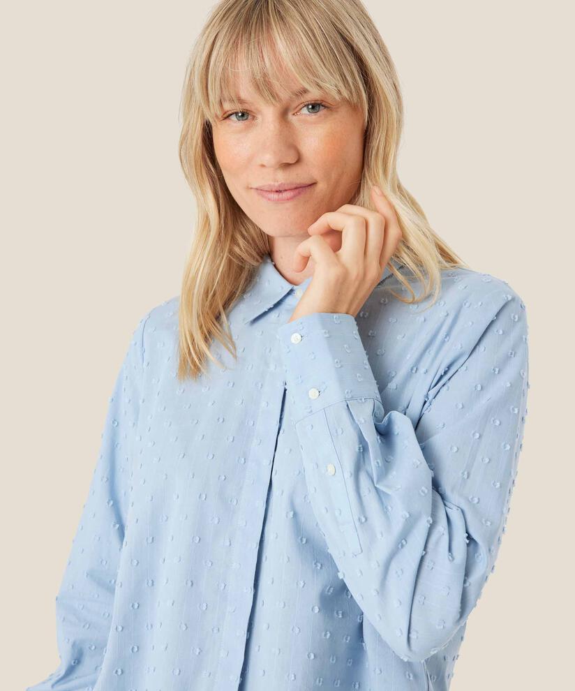 chemise en coton à pois tissés, Blue Fog