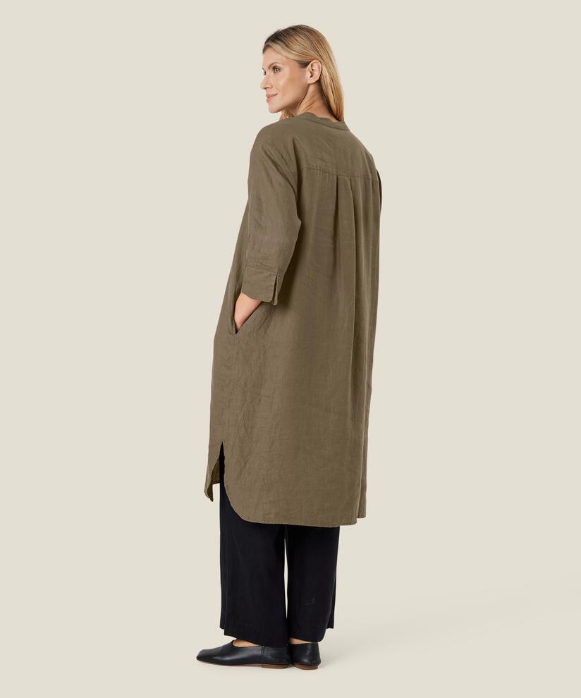 robe-chemise en lin avec manches trois-quarts, Crocodile