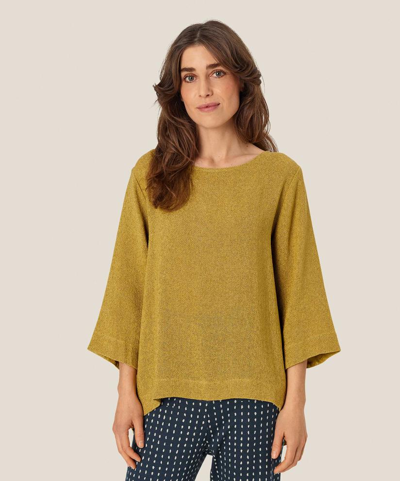 blouse bouclée à manches 3/4, Burnish Gold