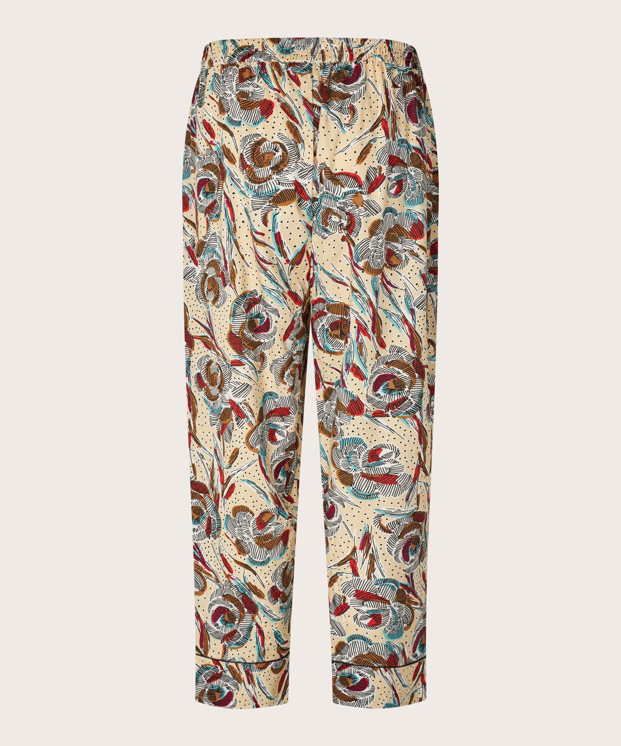 pantalon en viscose imprimé avec taille élastique et poches fendues, Soybean